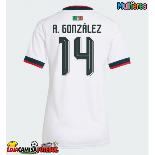 Camisa de Futebol México Armando Gonzalez #14 Equipamento Secundário Mulheres Mundo 2026 Manga Curta